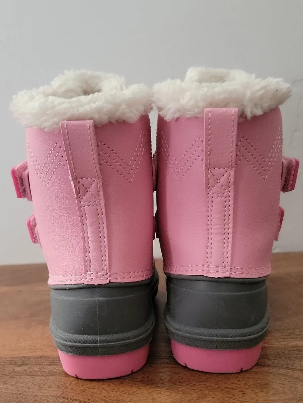 Cat & Jack Pink and Gray Kids Winter Boots with Faux Fur